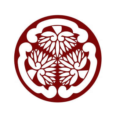 Japon klanı Kamon arması sembolü. Japon tarihi aile damgası sembolü.