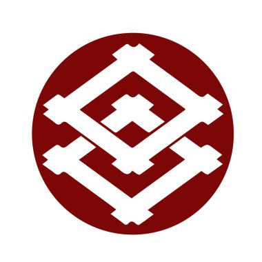 Japon klanı Kamon arması sembolü. Japon tarihi aile damgası sembolü.