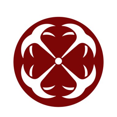 Japon klanı Kamon arması sembolü. Japon tarihi aile damgası sembolü.