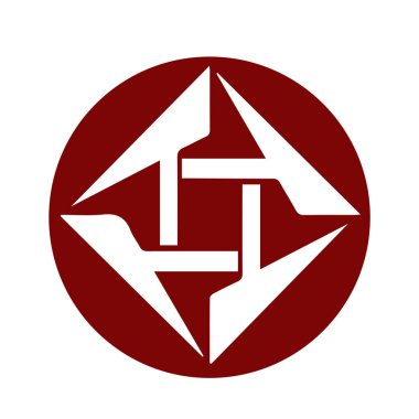 Japon klanı Kamon arması sembolü. Japon tarihi aile damgası sembolü.