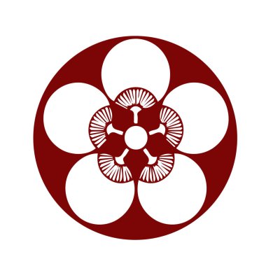 Japon klanı Kamon arması sembolü. Japon tarihi aile damgası sembolü.