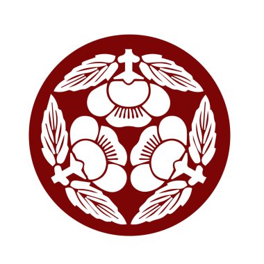 Japon klanı Kamon arması sembolü. Japon tarihi aile damgası sembolü.