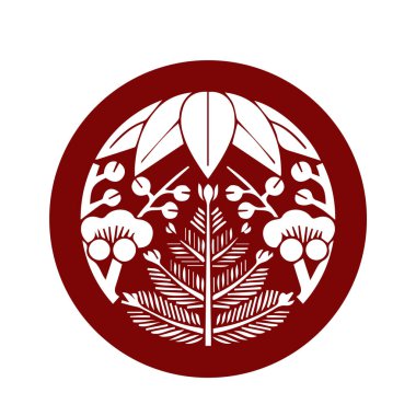 Japon klanı Kamon arması sembolü. Japon tarihi aile damgası sembolü.