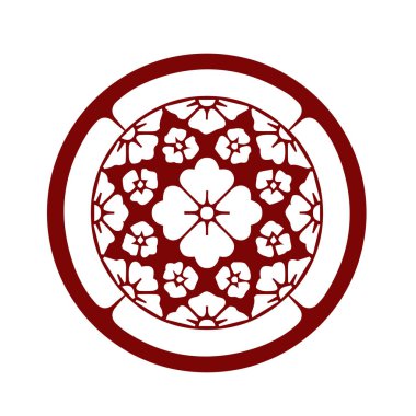 Japon klanı Kamon arması sembolü. Japon tarihi aile damgası sembolü.