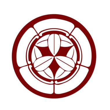 Japon klanı Kamon arması sembolü. Japon tarihi aile damgası sembolü.