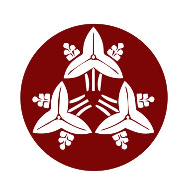 Japon klanı Kamon arması sembolü. Japon tarihi aile damgası sembolü.