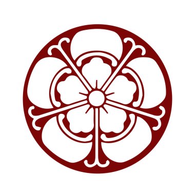 Japon klanı Kamon arması sembolü. Japon tarihi aile damgası sembolü.