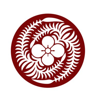 Japon klanı Kamon arması sembolü. Japon tarihi aile damgası sembolü.