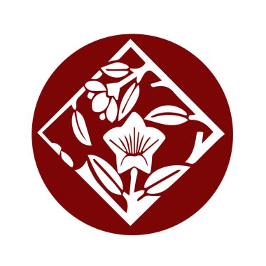 Japon klanı Kamon arması sembolü. Japon tarihi aile damgası sembolü.