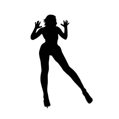 Dans eden zayıf bir kadının silueti. Dans eden bir kadının silueti.