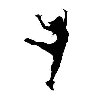 Dans eden zayıf bir kadının silueti. Dans eden bir kadının silueti.