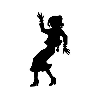 Dans eden zayıf bir kadının silueti. Dans eden bir kadının silueti.