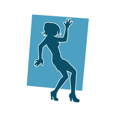 Dans eden zayıf bir kadının silueti. Dans eden bir kadının silueti.