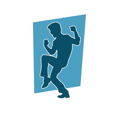 Dans eden zayıf bir erkeğin silueti. Dans eden bir adamın silueti.