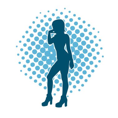 Dar kıyafetli genç, zayıf bir kadın modelin silueti. Dişi poziyonunda zayıf bir kadının silueti..