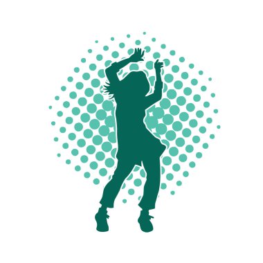 Dans eden zayıf bir kadının silueti. Dans eden bir kadının silueti.