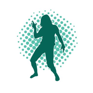 Dans eden zayıf bir erkeğin silueti. Dans eden bir adamın silueti.