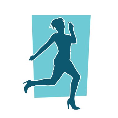 Hareketli bir kadın dansçının silueti. Dans eden zayıf bir kadının silueti..