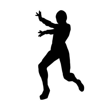 Doğu dövüş sanatı pozu veren bir adamın silueti. Dövüş sanatlarında bir erkeğin silueti..