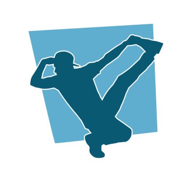 Dans eden zayıf bir erkeğin silueti. Dans eden bir adamın silueti.