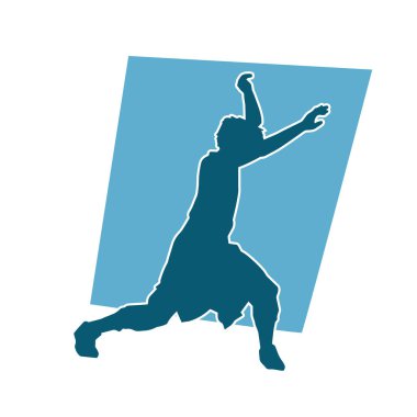 Dans eden zayıf bir erkeğin silueti. Dans eden bir adamın silueti.