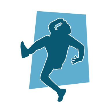 Dans eden zayıf bir erkeğin silueti. Dans eden bir adamın silueti.