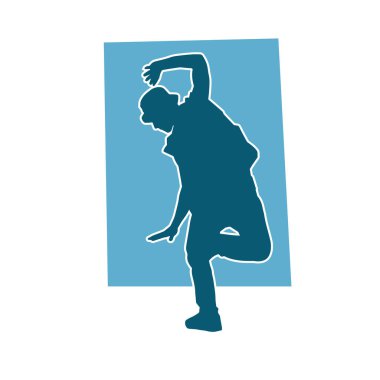 Dans eden zayıf bir erkeğin silueti. Dans eden bir adamın silueti.