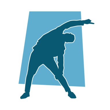 Dans eden zayıf bir erkeğin silueti. Dans eden bir adamın silueti.