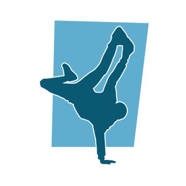 Dans eden zayıf bir erkeğin silueti. Dans eden bir adamın silueti.