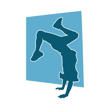 Dans eden zayıf bir erkeğin silueti. Dans eden bir adamın silueti.