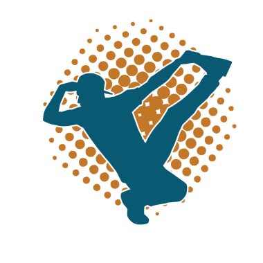 Dans eden zayıf bir erkeğin silueti. Dans eden bir adamın silueti.