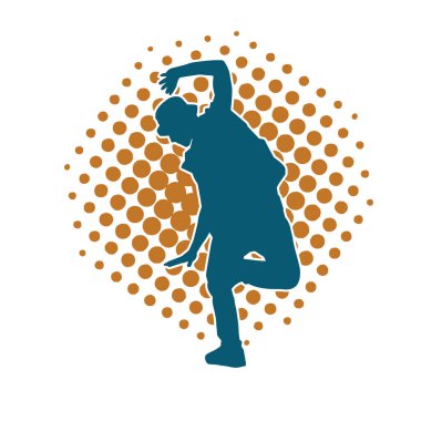 Dans eden zayıf bir erkeğin silueti. Dans eden bir adamın silueti.