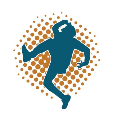 Dans eden zayıf bir erkeğin silueti. Dans eden bir adamın silueti.