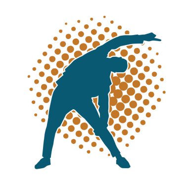 Dans eden zayıf bir erkeğin silueti. Dans eden bir adamın silueti.