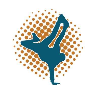 Dans eden bir adamın silueti. Erkek dansçı silueti poz veriyor..