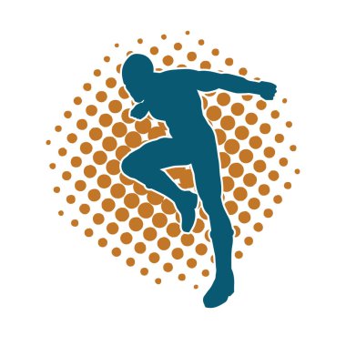 Doğu dövüş sanatı pozu veren bir adamın silueti. Dövüş sanatlarında bir erkeğin silueti..