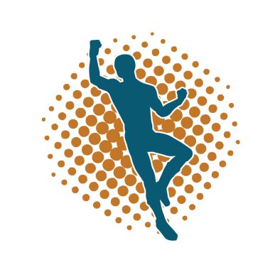 Koşu pozisyonundaki bir adamın silüeti. Siluet erkek koşusu pozu.