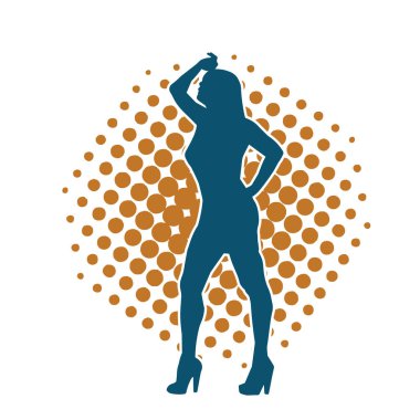 Hareketli bir kadın dansçının silueti. Dans eden zayıf bir kadının silueti..