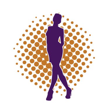 Dar kıyafetli genç, zayıf bir kadın modelin silueti. Dişi poziyonunda zayıf bir kadının silueti..