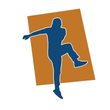 Hareket halindeki bir erkek dansçının silueti. Dans eden zayıf bir adamın silueti..