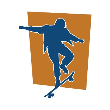 Hareket halindeki bir erkek dansçının silueti. Dans eden zayıf bir adamın silueti..