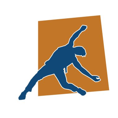 Hareket halindeki bir erkek dansçının silueti. Dans eden zayıf bir adamın silueti..