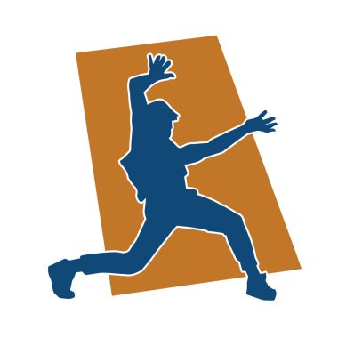 Hareket halindeki bir erkek dansçının silueti. Dans eden zayıf bir adamın silueti..