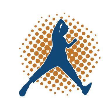 Hareket halindeki bir erkek dansçının silueti. Dans eden zayıf bir adamın silueti..