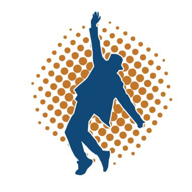 Hareket halindeki bir erkek dansçının silueti. Dans eden zayıf bir adamın silueti..