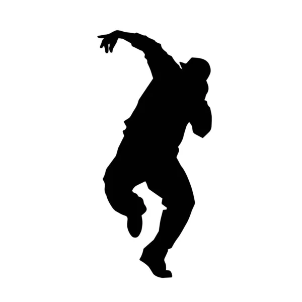 Silhouette Slim Male Dance Pose Silhouette Man Dancing — Stock Vector