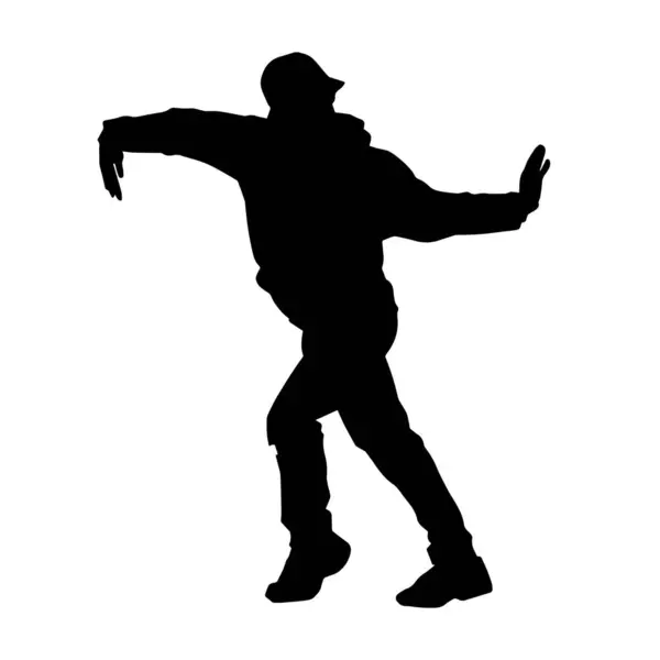 Silhouette Male Dancer Action Pose Silhouette Slim Man Dancing Pose — Stock Vector