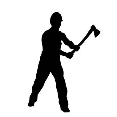 Balta taşıyan işçi kostümlü bir adamın silüeti..