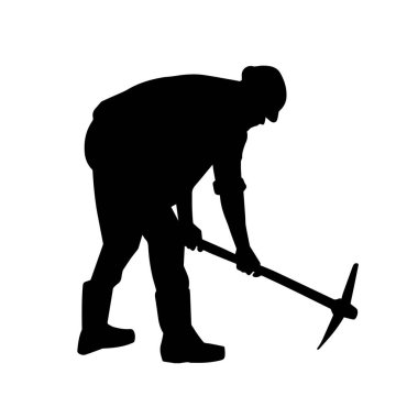 Balta taşıyan işçi kostümlü bir adamın silüeti..