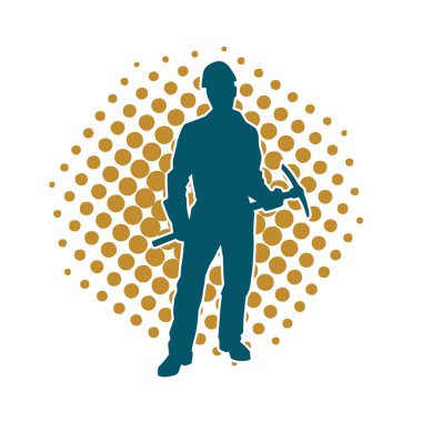 Balta taşıyan işçi kostümlü bir adamın silüeti..